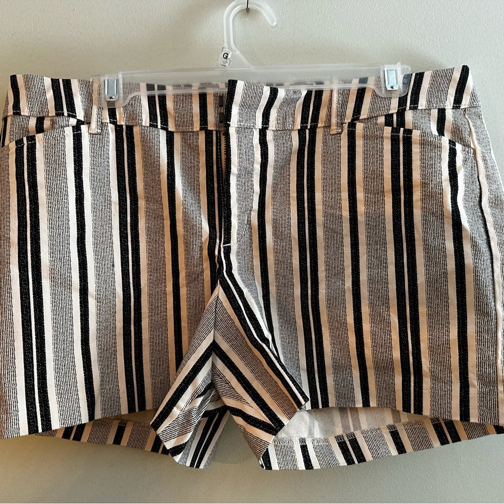 White and black stripe shorts